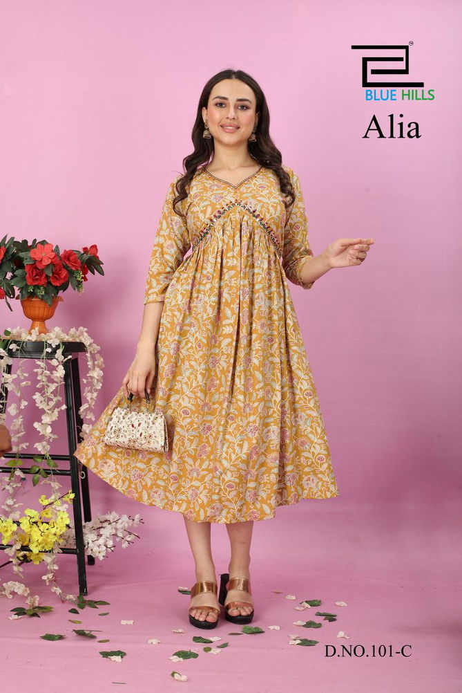 Alia By Blue Hills Designer Kurtis Catalog
